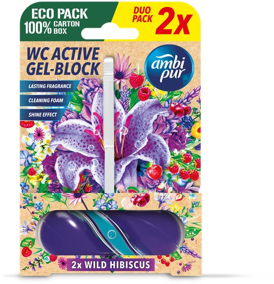 AMBI PUR WC Active gel-blok divoký ibišek 2× 45 g