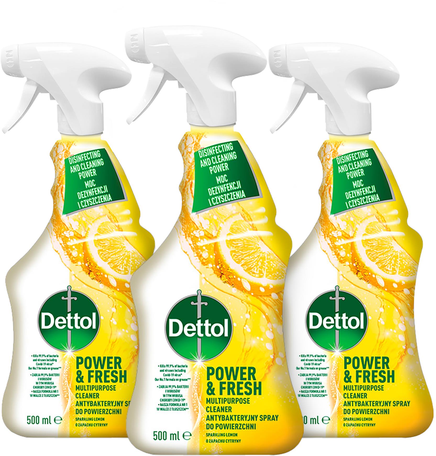 DETTOL Antibakteriálni sprej na povrchy Citron a limeta 3× 500 ml