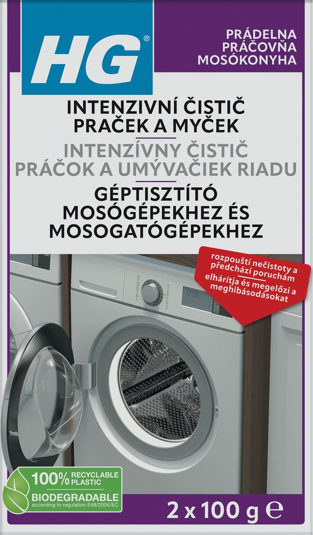HG intenzivní čistič praček a myček 2× 100 ml