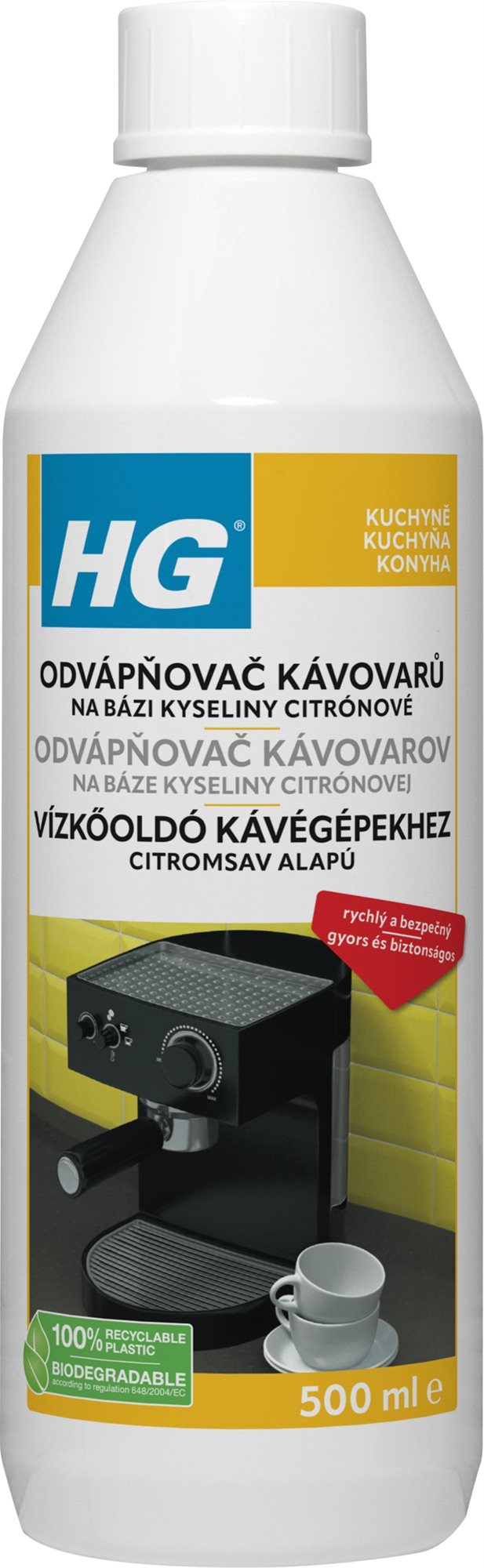 HG odvápňovač kávovarů na bázi kyseliny citrónové 500 ml