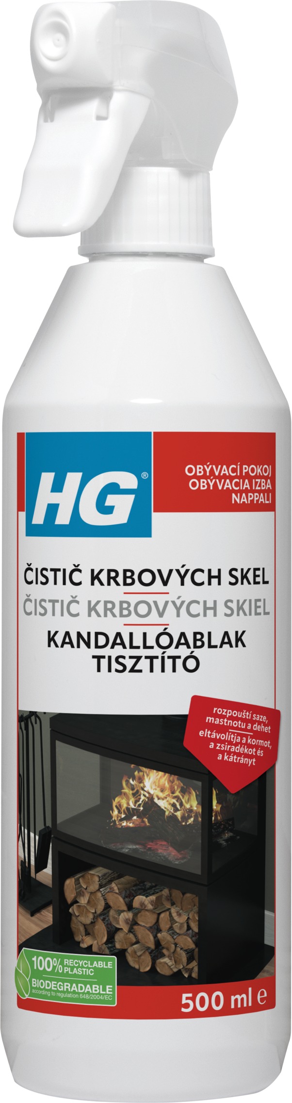 HG čistič skleněných dvířek krbů a kamen 500 ml
