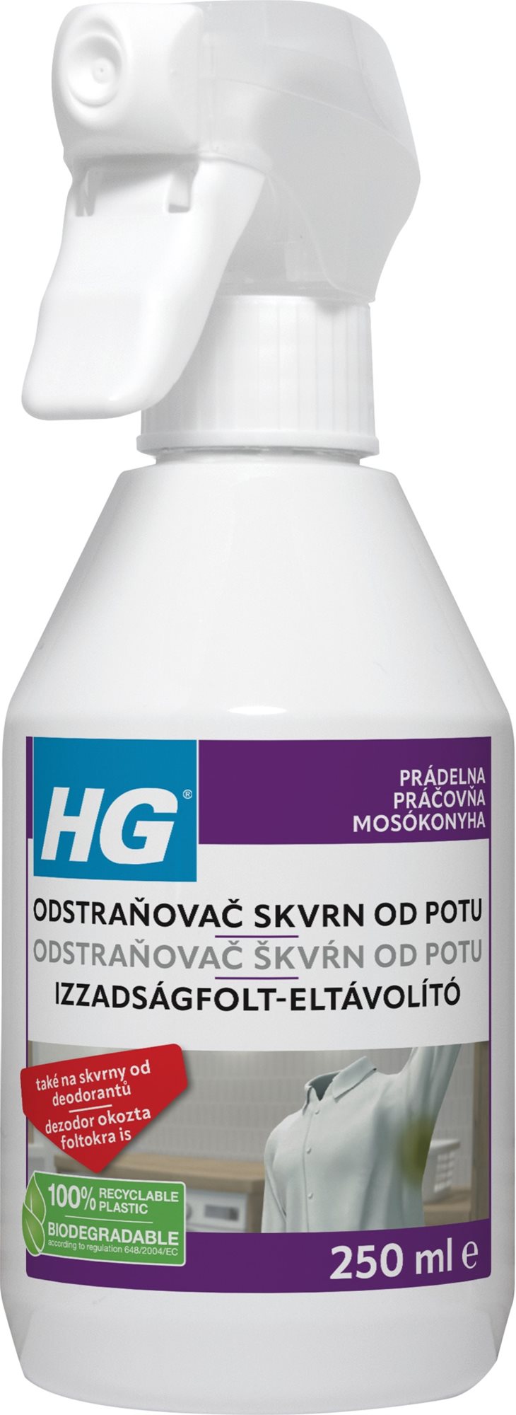 HG odstraňovač skvrn od potu a deodorantů 250 ml