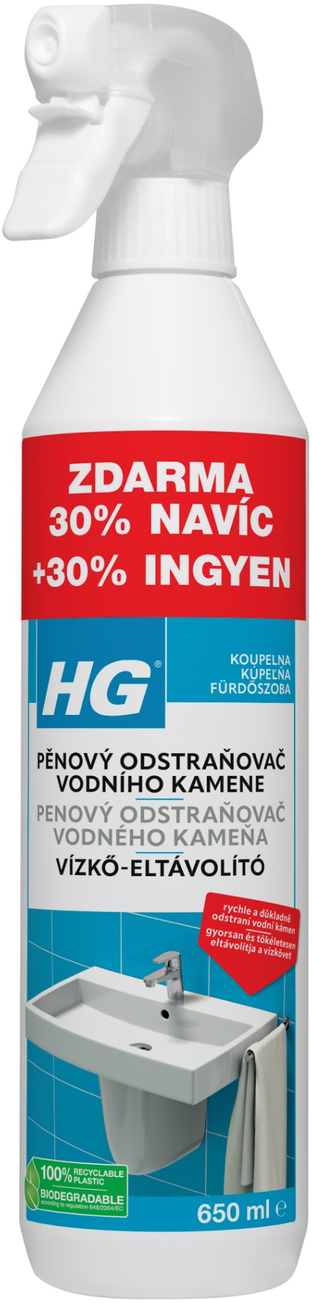 HG pěnový čistič vodního kamene 650 ml