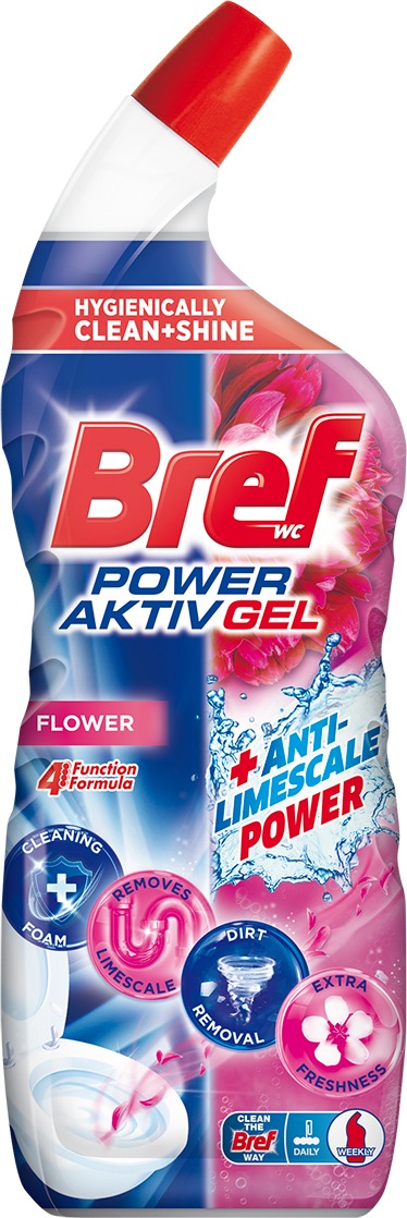 Bref Power Aktiv Gel WC čistič s efektem osvěžovače vzduchu - flower 700ml