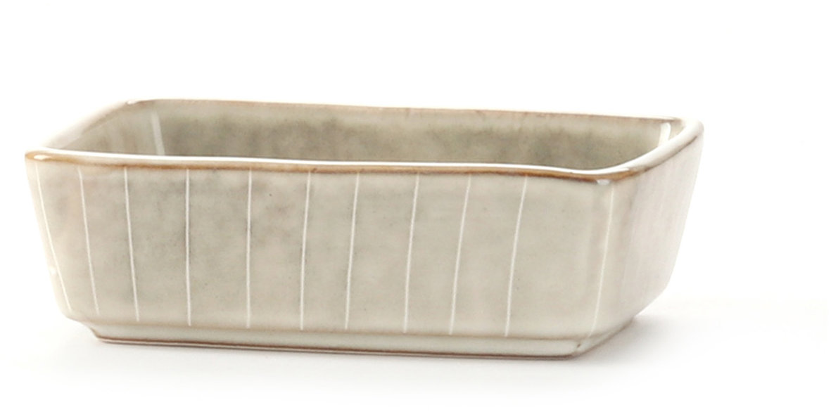 Clay Keramická hranatá miska Calma 12 × 8,5 × 4 cm, krémově šedá