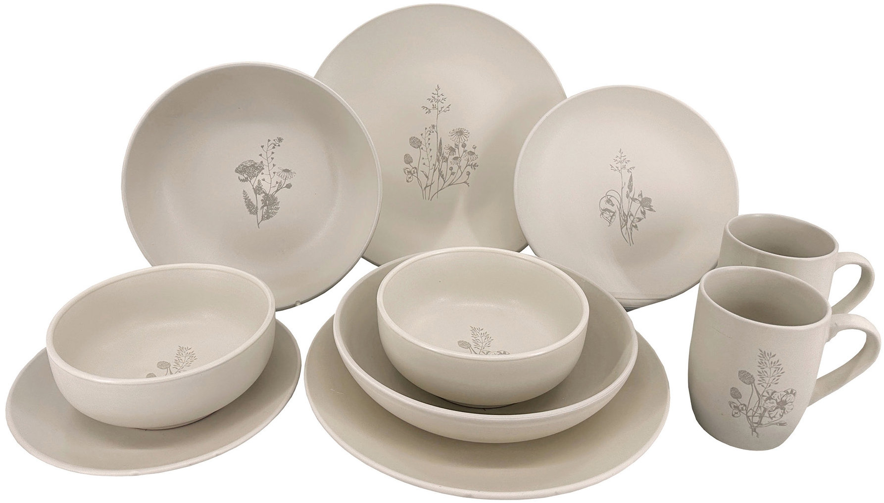 Clay Keramická jídelní souprava Cream Charm - talíře, misky, hrnky - 10 ks