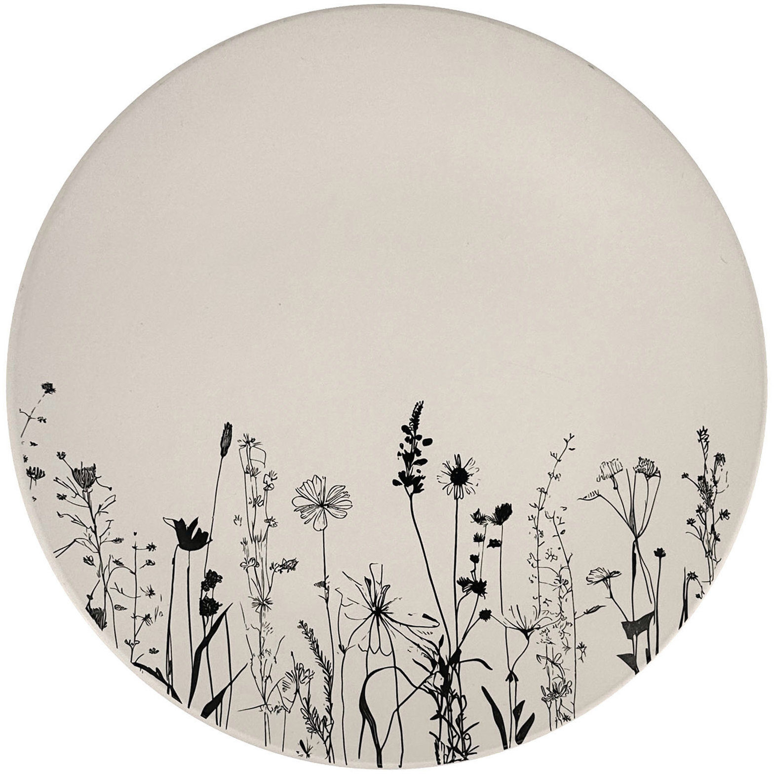 Clay Keramický mělký talíř Cream Garden o 26,5 cm, smetanový / černý