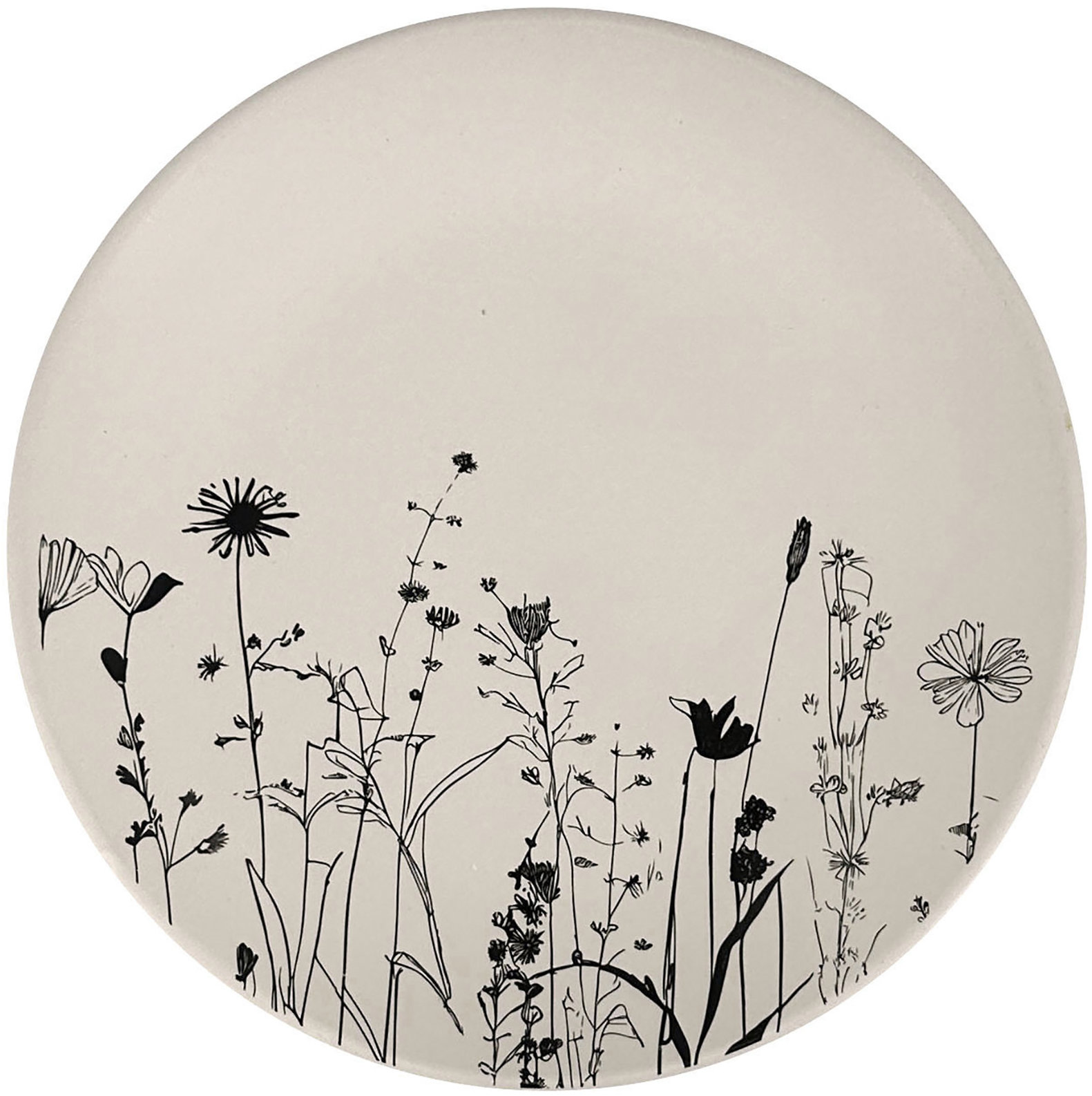 Clay Keramický dezertní talíř Cream Garden o 20 cm, smetanový / černý