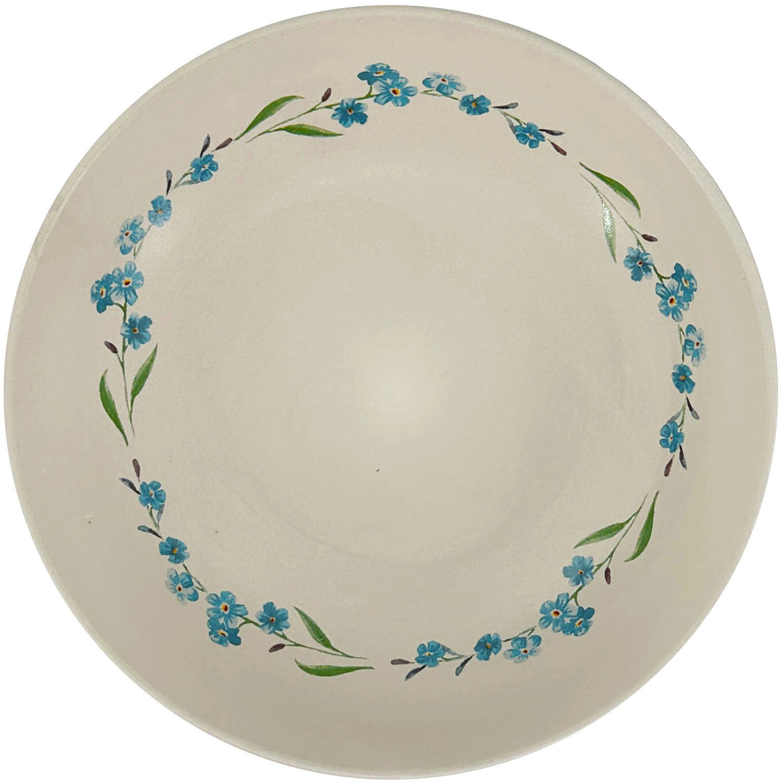 Clay Keramický hluboký talíř Cream Pomněnka o 22 cm, smetanový / modrý