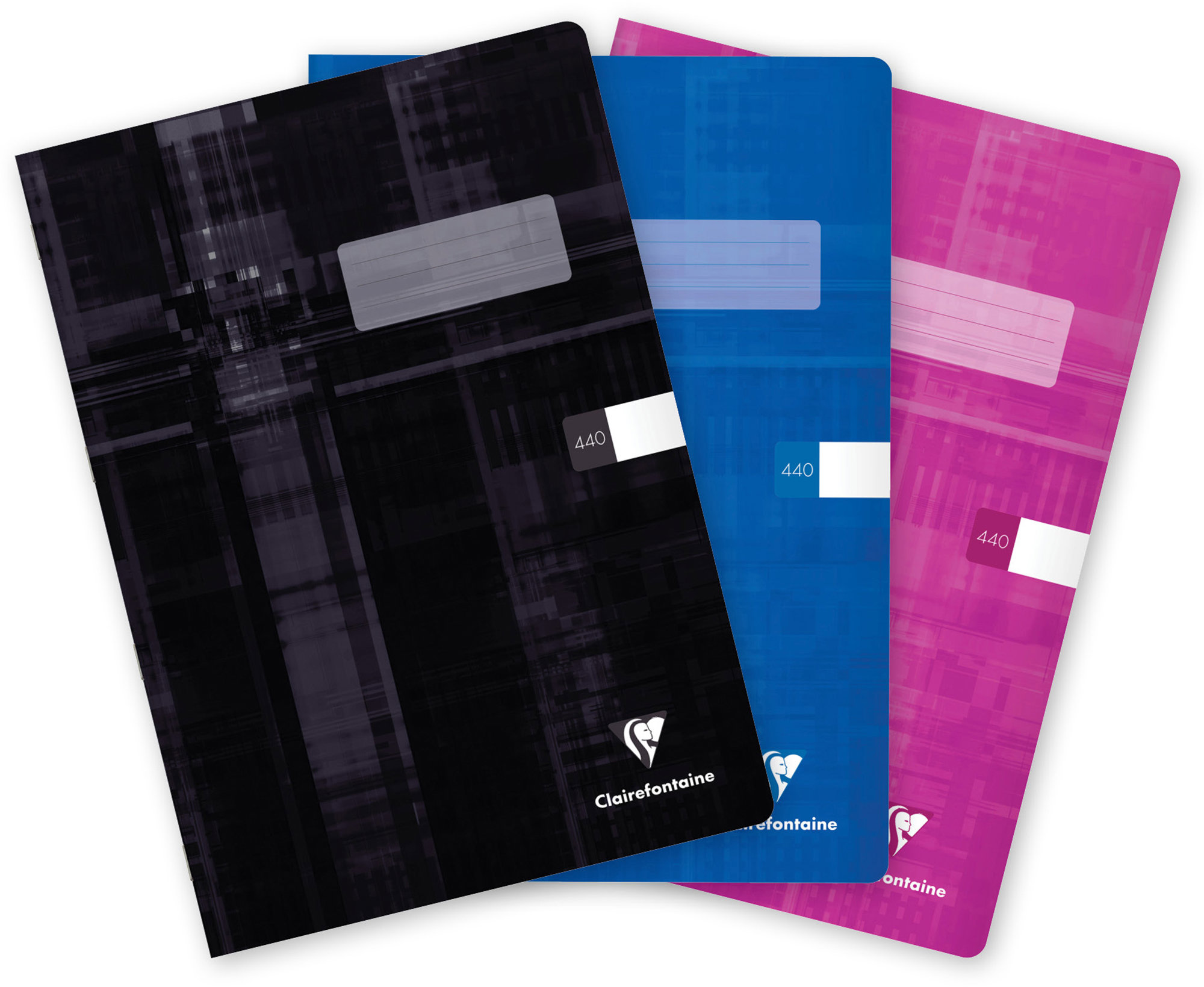 CLAIREFONTAINE Metric A4 "440" čistý, 40 listů - sada 3 ks (černý, modrý, růžový)