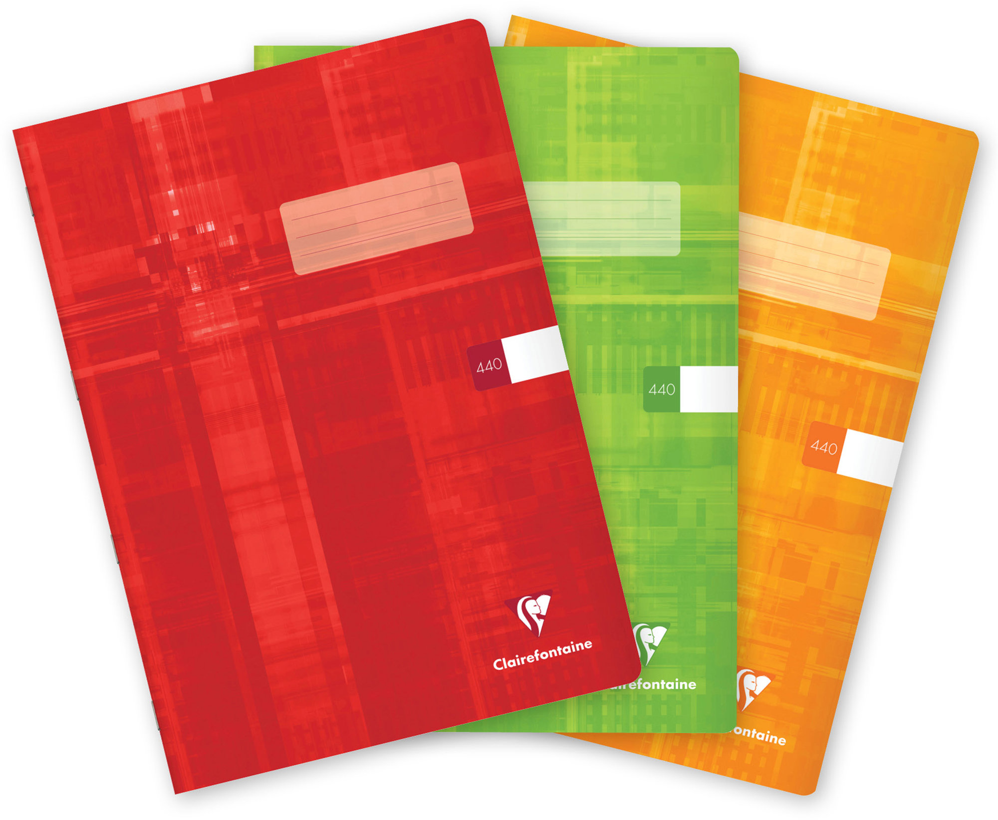 CLAIREFONTAINE Metric A4 "440" čisté, 40 listů - sada 3 ks (červený, zelený, oranžový)