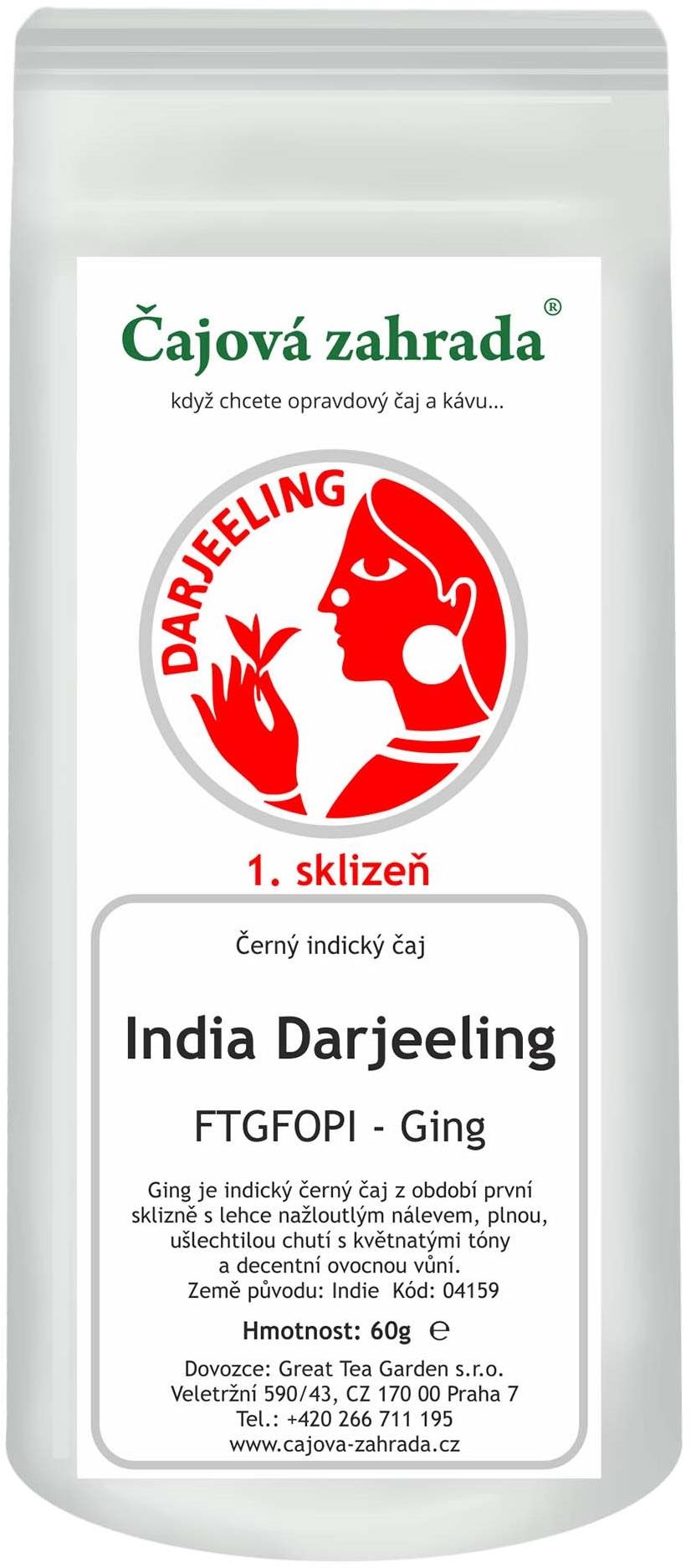 Čajová zahrada India Darjeeling FTGFOPI Ging - černý čaj, 60g