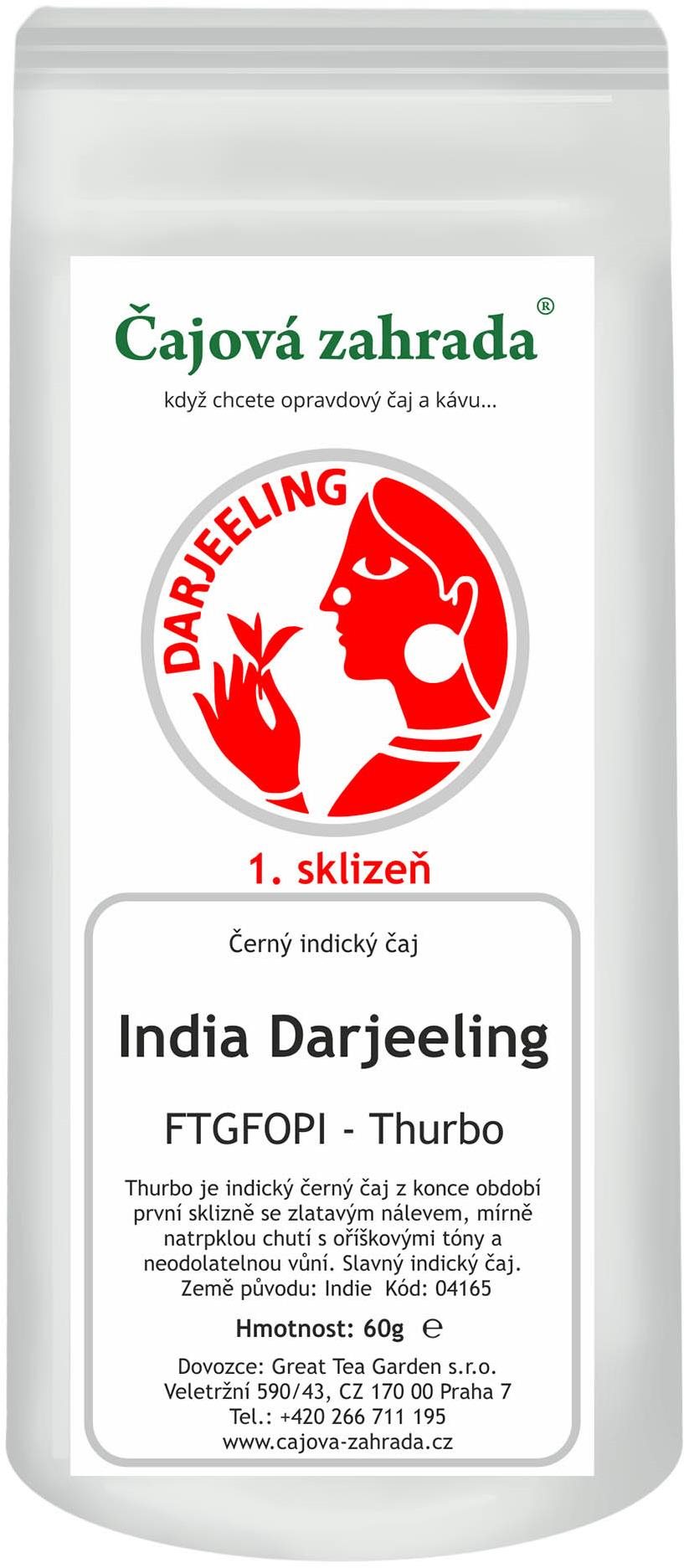 Čajová zahrada India Darjeeling TGFOPI Thurbo - černý čaj, 60g