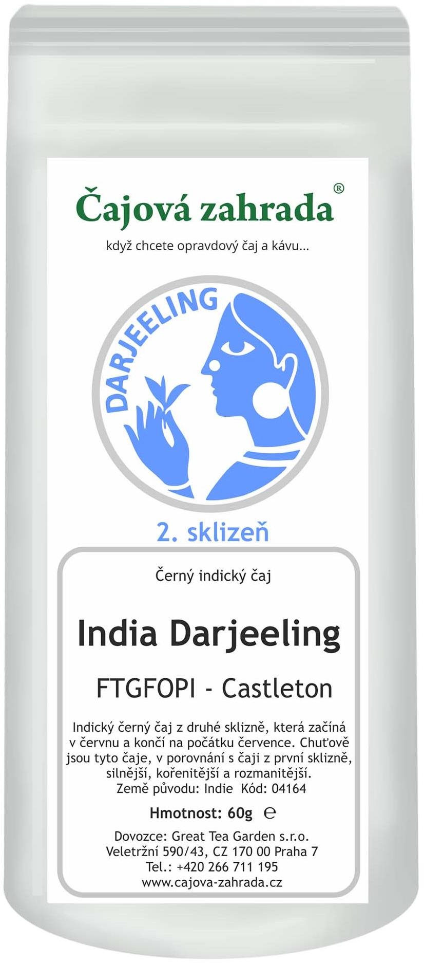 Čajová zahrada India Darjeeling FTGFOPI Castleton - černý čaj, 60g