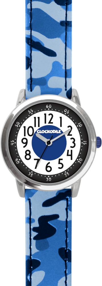 CLOCKODILE Dětské hodinky ARMY, svítící, chlapecké, modré s maskáčovým vzorem