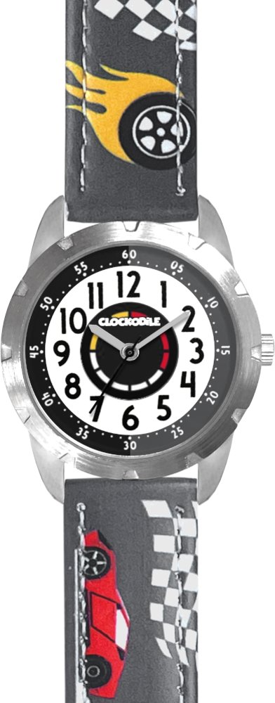 CLOCKODILE Dětské hodinky ZÁVODNÍ AUTA, chlapecké, svítící, šedé