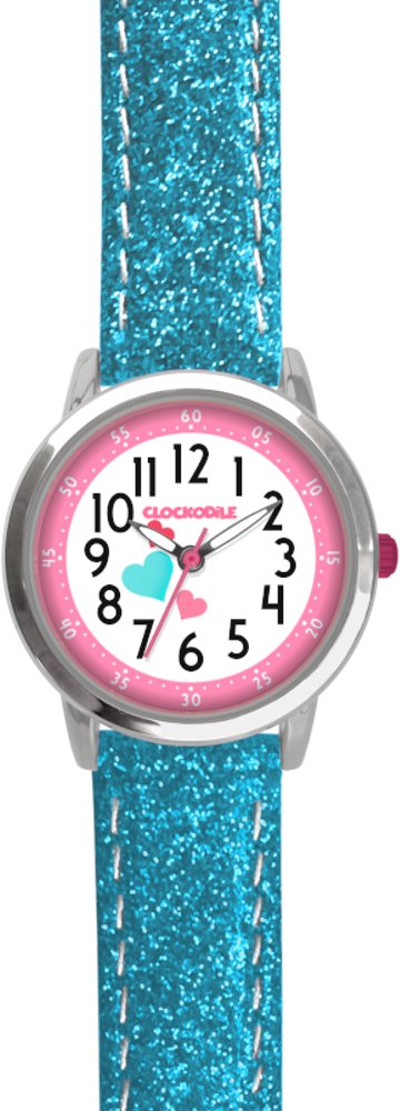 CLOCKODILE Dětské hodinky HEARTS, dívčí, třpytivé, tyrkysové