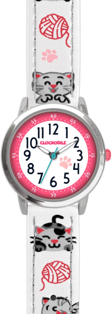CLOCKODILE Dětské hodinky KOČKY, dívčí, bílé