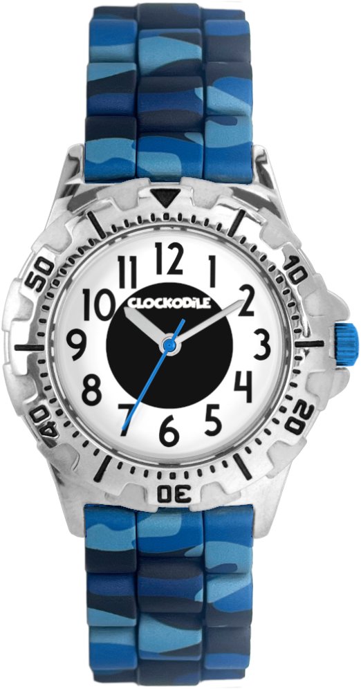 CLOCKODILE Dětské hodinky Sport 4.0, sportovní, svítící, chlapecké, stříbrno - modré - maskáčové