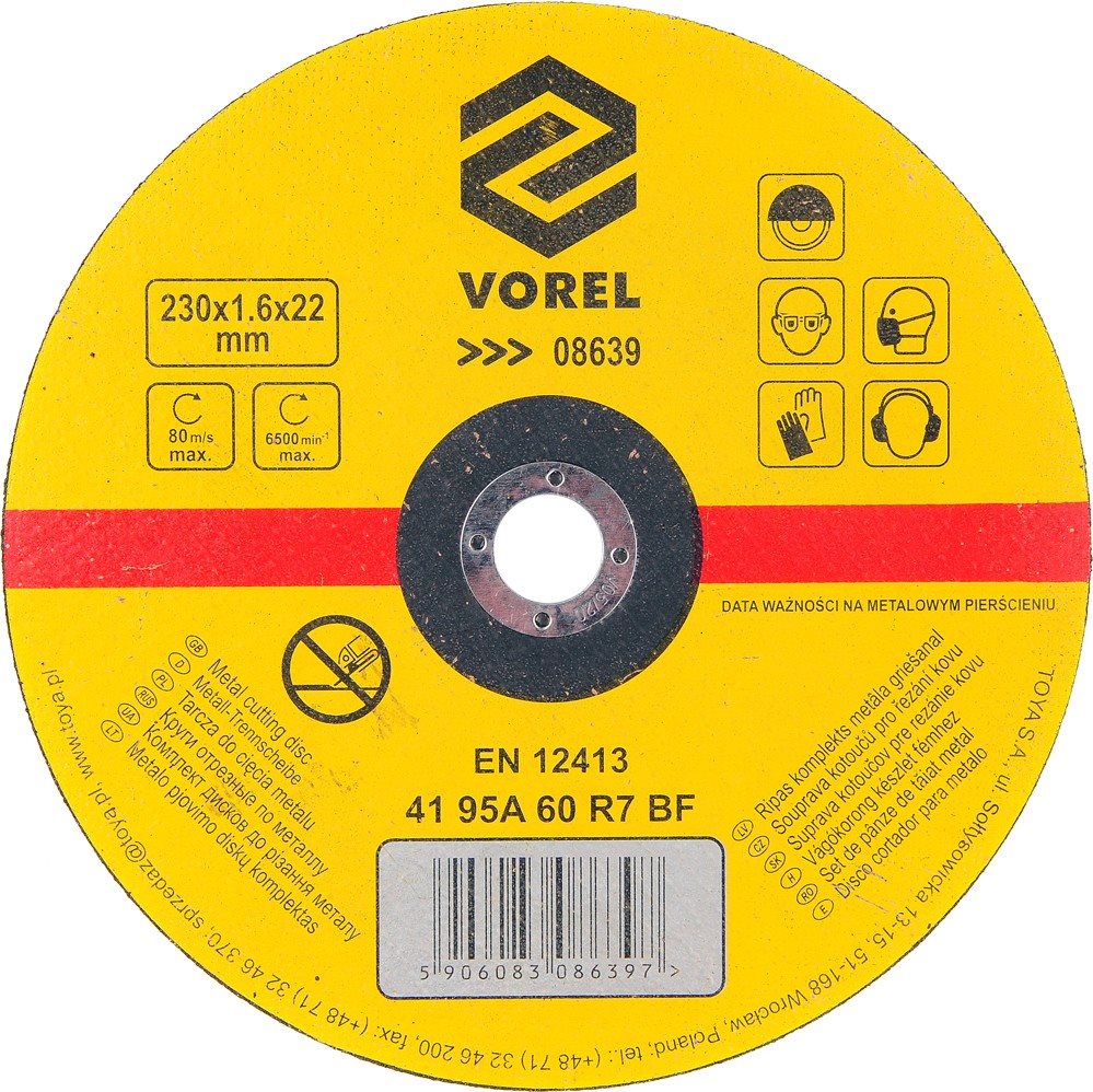 VOREL Kotouč na kov 230 x 22 x 1,6 mm TO-08639