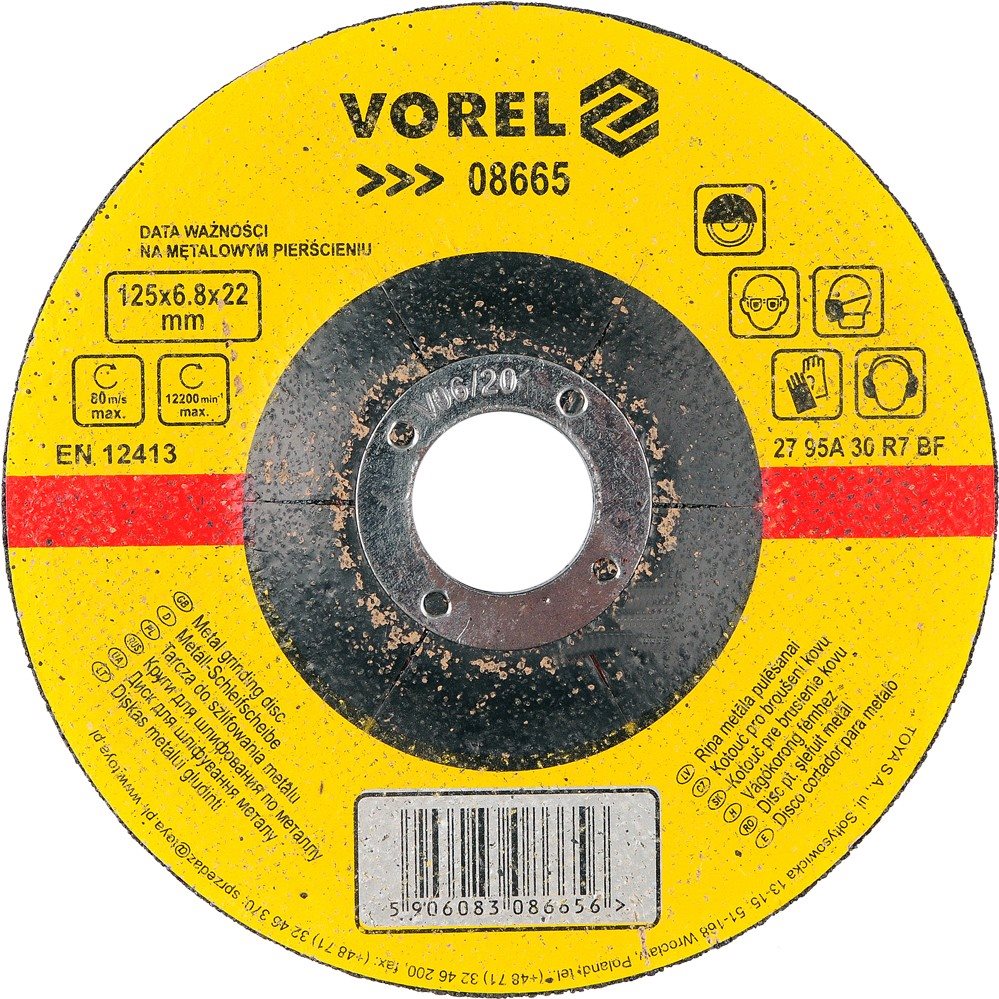 VOREL Kotouč na kov 125 x 22 x 6,8 mm TO-08665