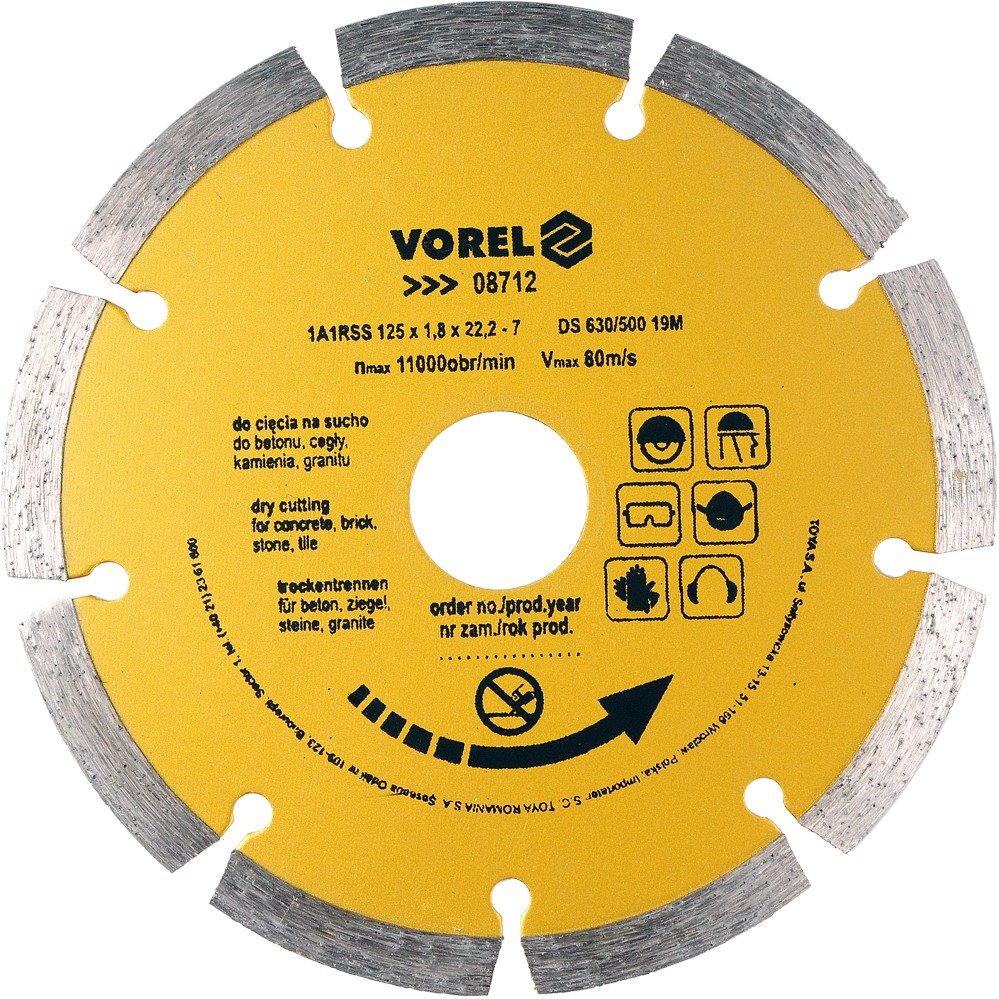 VOREL Kotouč diamantový 125 x 22,2 x 1,8 mm TO-08712