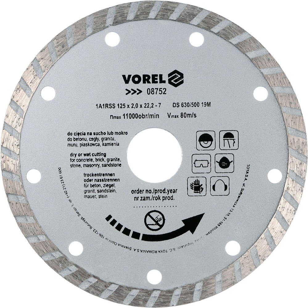 VOREL Kotouč diamantový 125 x 22,2 x 2,0 mm TO-08752