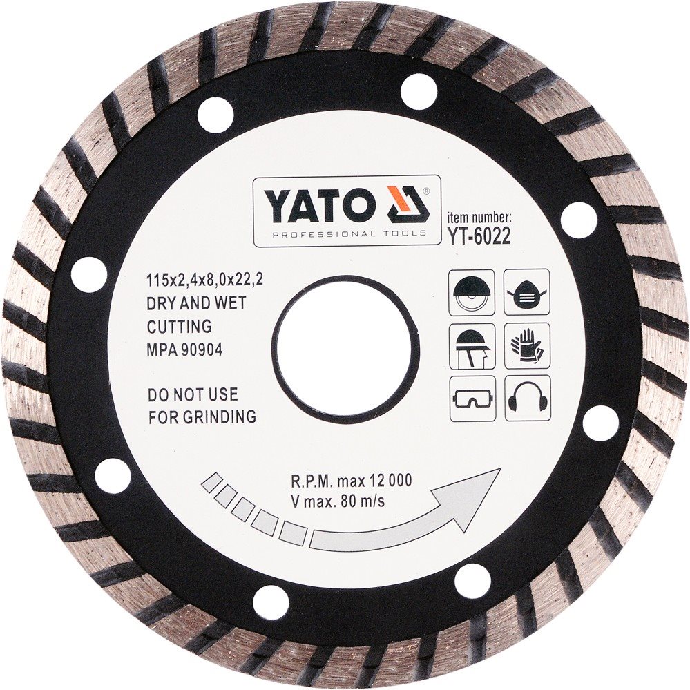 YATO Kotouč diamantový 115 x 22,2 x 2,4 mm turbo YT-6022