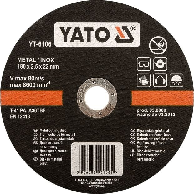 YATO Kotouč na kov 115 x 22 x 1,2 mm INOX YT-6101