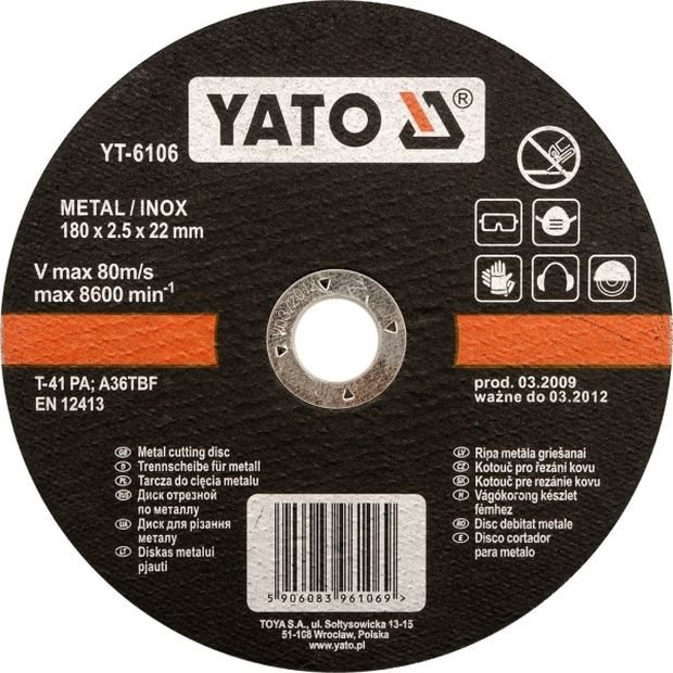 YATO Kotouč na kov 180 x 22 x 1,5 mm INOX YT-6105