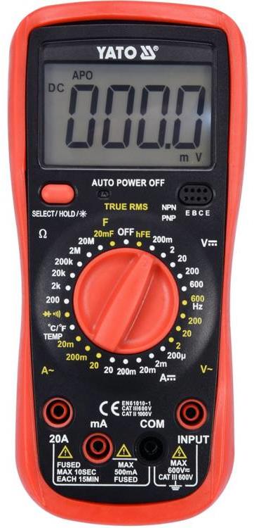 YATO Multimetr digitální TRUE RMS YT-73083 (1x 9V 6F22)