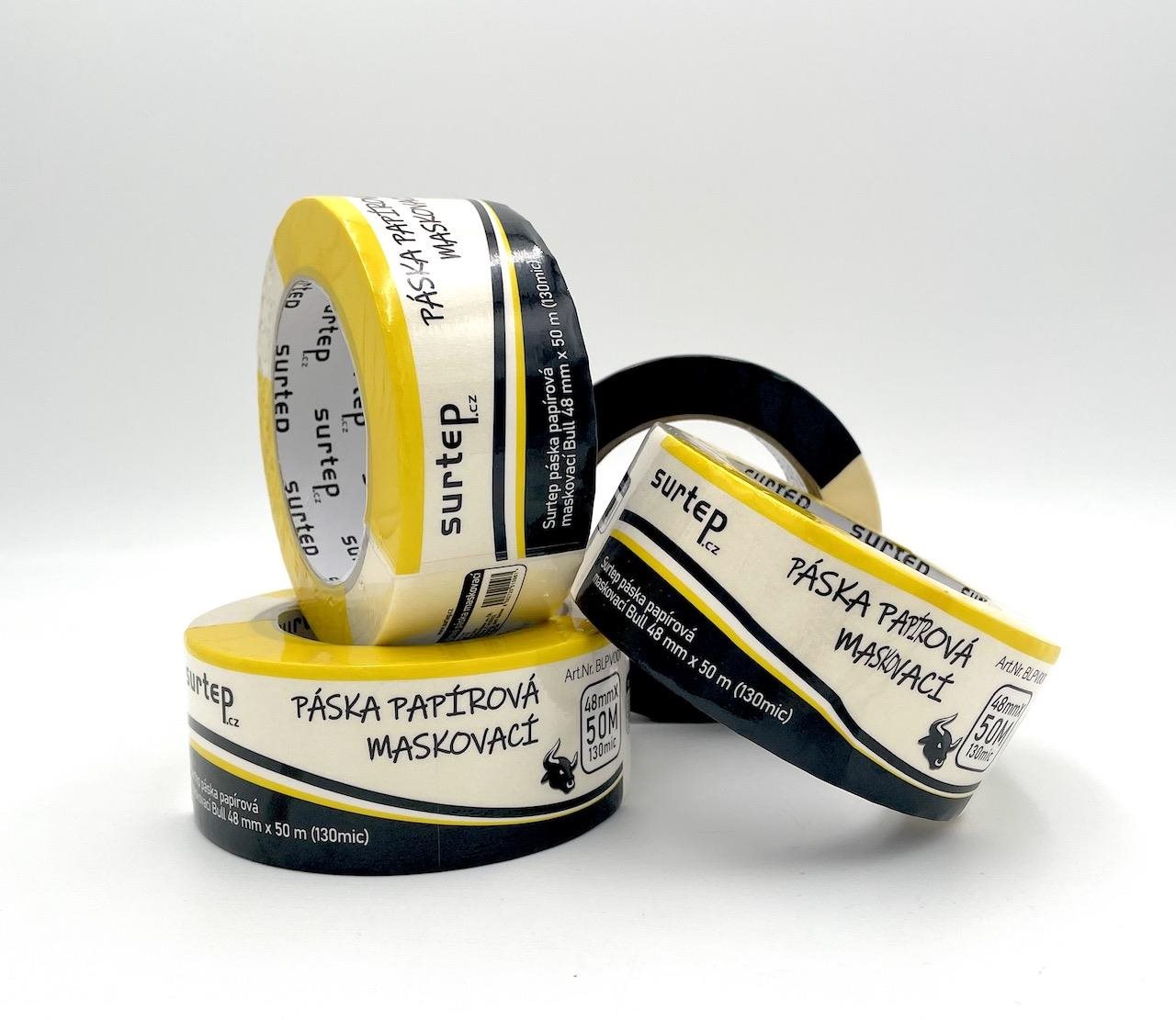 Papírová maskovací páska Surtep Páska papírová maskovací Bull 48mm×50m (130mic) od SURTEP.