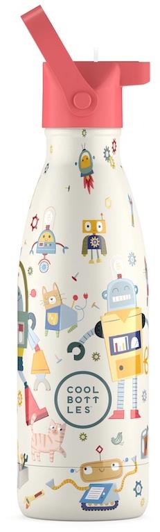 Cool Bottles dětská nerezová termolahev Kids Messy Robots třívrstvá 350 ml 3D