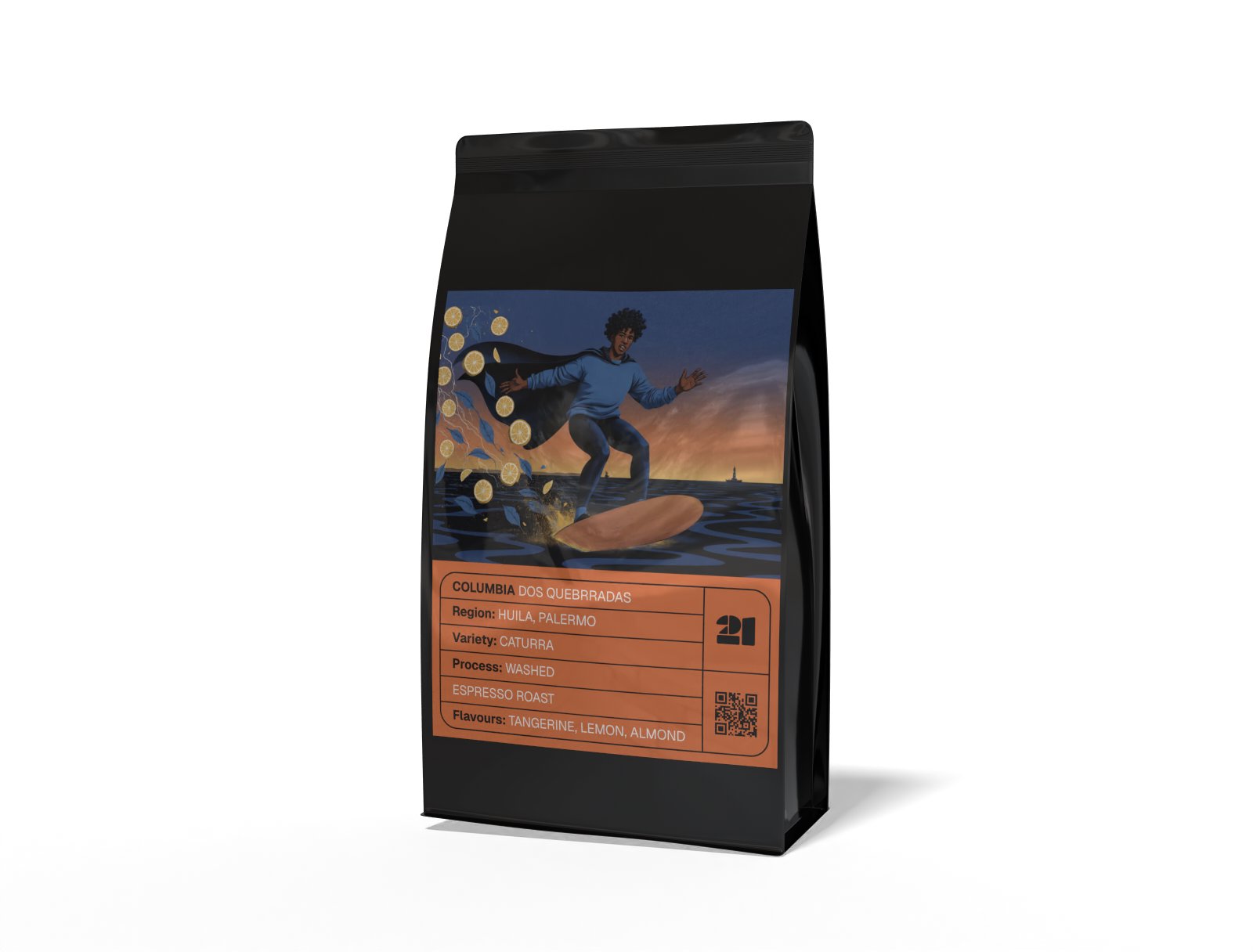 21 Coffee Columbia Dos Quebradas, Caturra / Washed, 1 kg