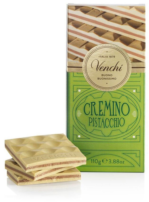 Venchi Pistáciová italská čokoláda, třívrstvá s pistáciovou pastou, 110 g