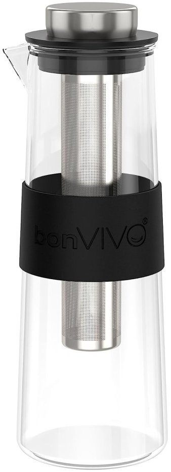 BonVivo Cold Brew láhev pro přípravu studené kávy, nerezový permanentní filtr, 1 litr