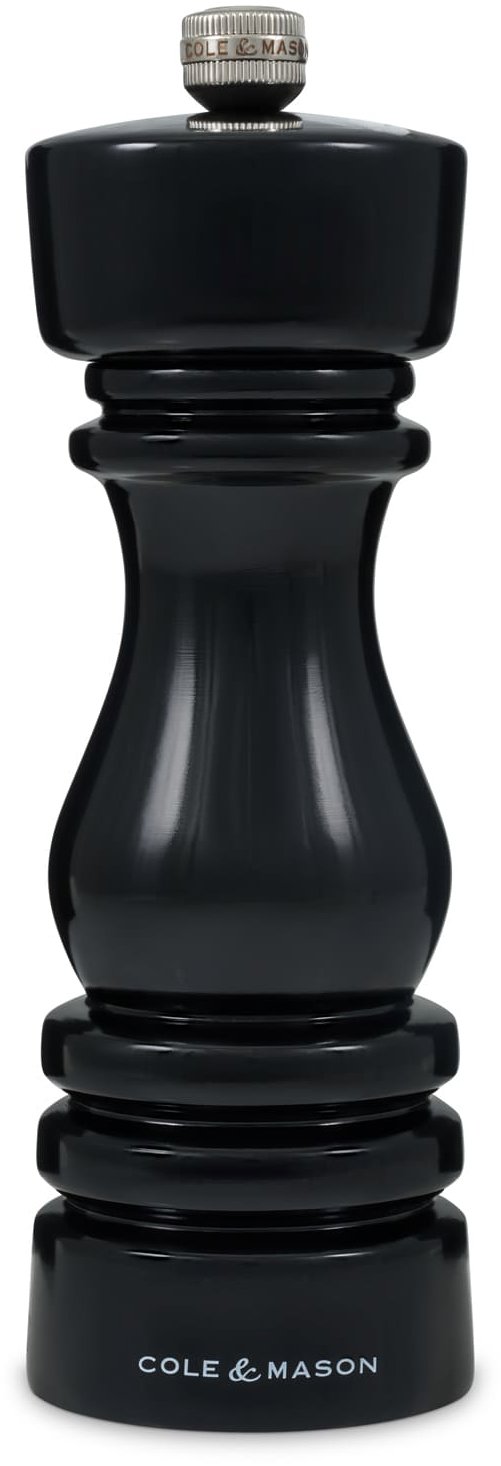 Cole&Mason London černý Gloss mlýnek na sůl 18 cm