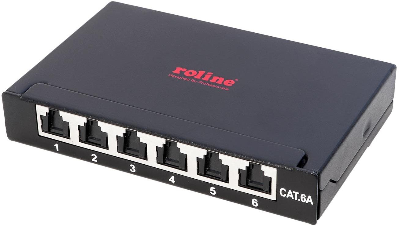 ROLINE Patchpanel mini, kat. 6a STP, 0,5U, 6 portů, černý