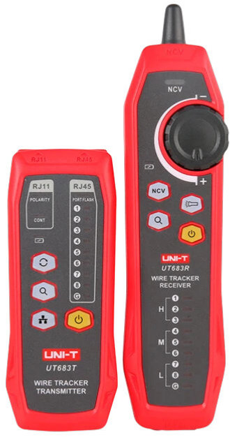 Uni-T MIE0457 Tester kabelů - hledač párů vodičů UT683KIT, 3000 m, 8 V DC