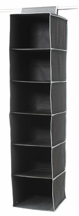 Compactor závěsný organizér na oblečení 30 x 30 x 128 cm – 6 polic, černý