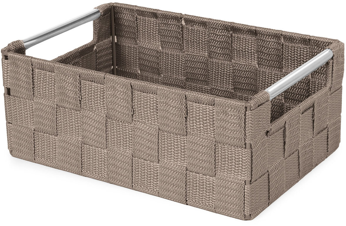 Compactor Úložný košík s kovovými madly Stan, tkané pásky, taupe S