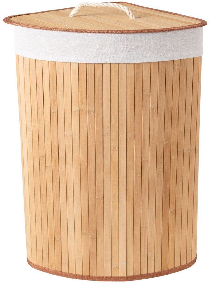 Compactor skládací rohový koš na prádlo Bamboo, bílá