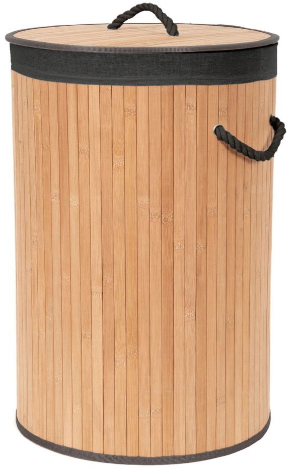 Compactor skládací kulatý koš na prádlo Bamboo, černý