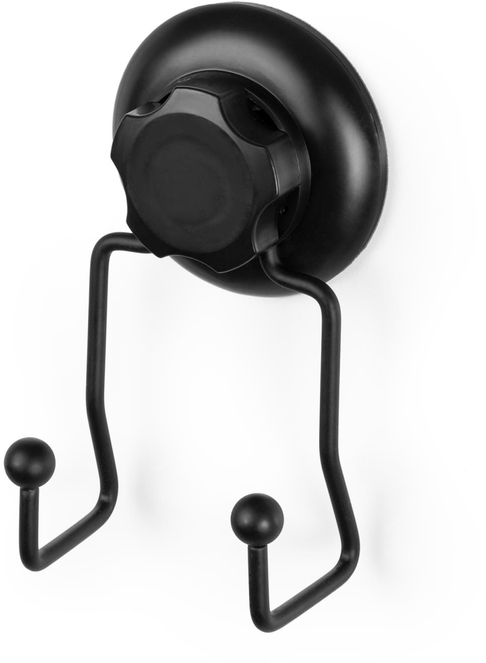 COMPACTOR Bestlock Black Dvojitý háček do koupelny, bez vrtání, nosnost až 6 kg