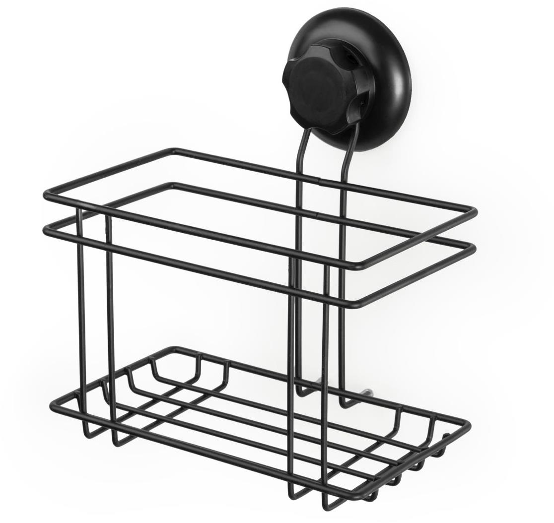 COMPACTOR Bestlock Black Malá polička do koupelny, s přísavkou, bez vrtání, nosnost až 6 kg