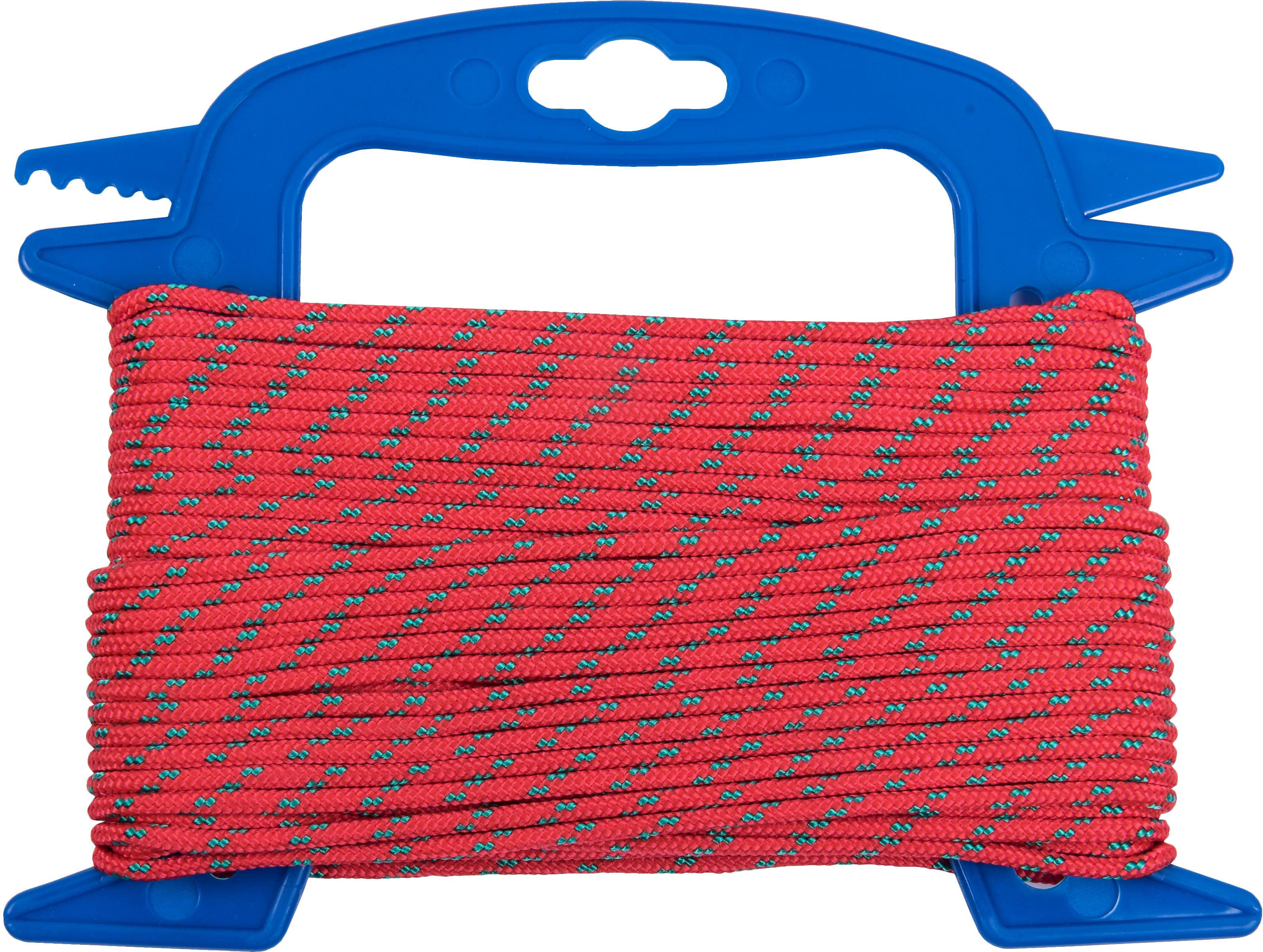 CONNEX PP pletené lano 16pramenné, 3 mm × 20 m, červená/zelená, navíječ