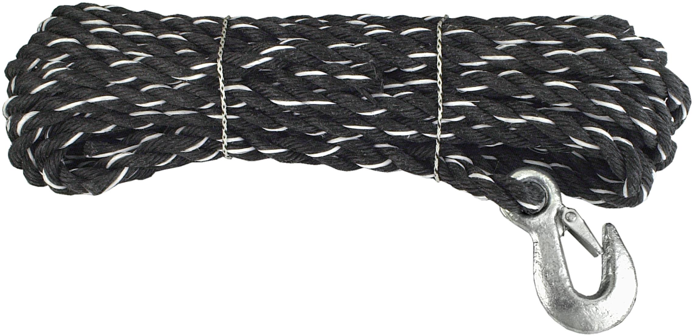 CONNEX PP Lano stáčené víceúčelové 3pramenné, 14 mm × 10 m, bílá/černá, hák DY2701351