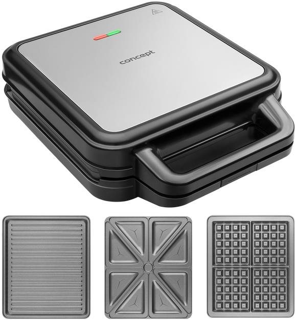 Concept - Toustovač 3v1, 1200 W, nerez/černá sv3080