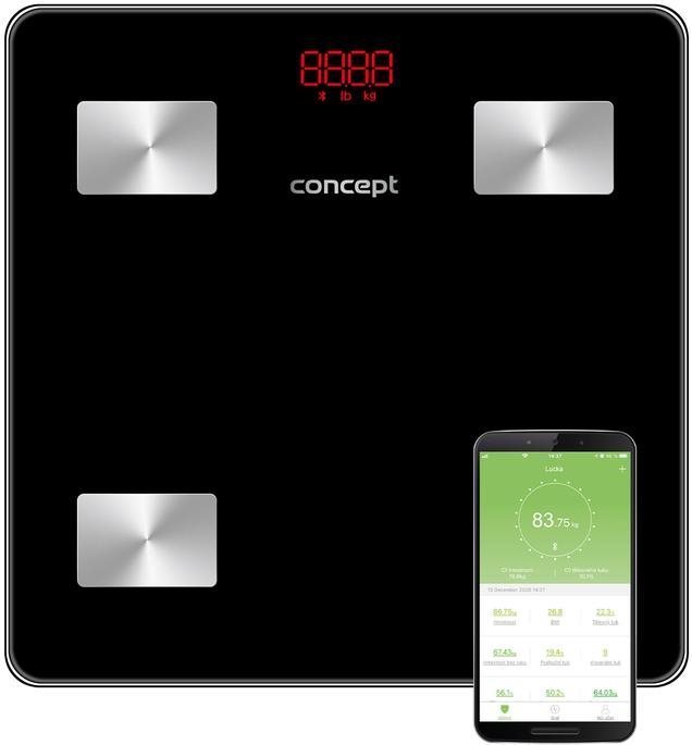 CONCEPT VO4001 Osobní váha diagnostická 180 kg PERFECT HEALTH, černá