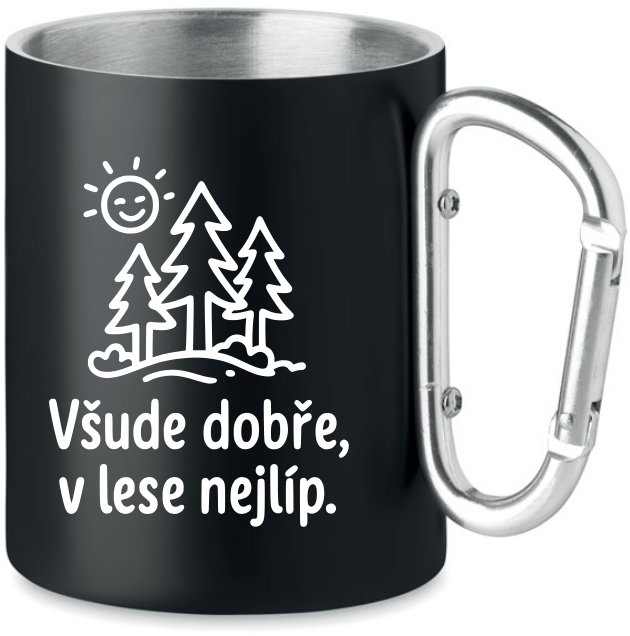 Coolkousky Plechový hrnek s karabinou - v lese